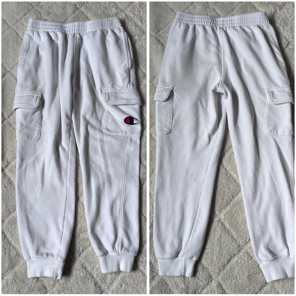 Champion | FLAWED White Cargo Lounge Joggers | Size Medium